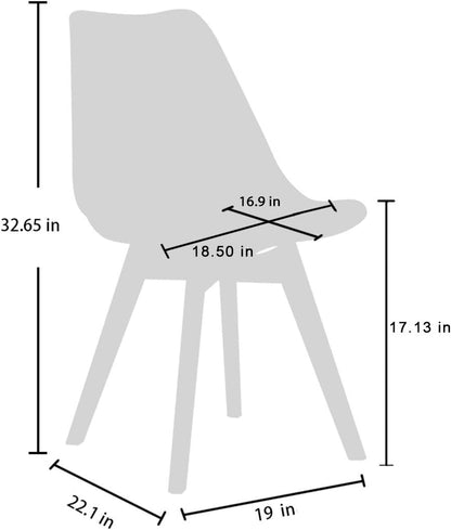 CangLong Mid Century Modern DSW Dining Chair with Wood Legs for Kitchen, Living Dining Room, Set of 1, White, KU-191226