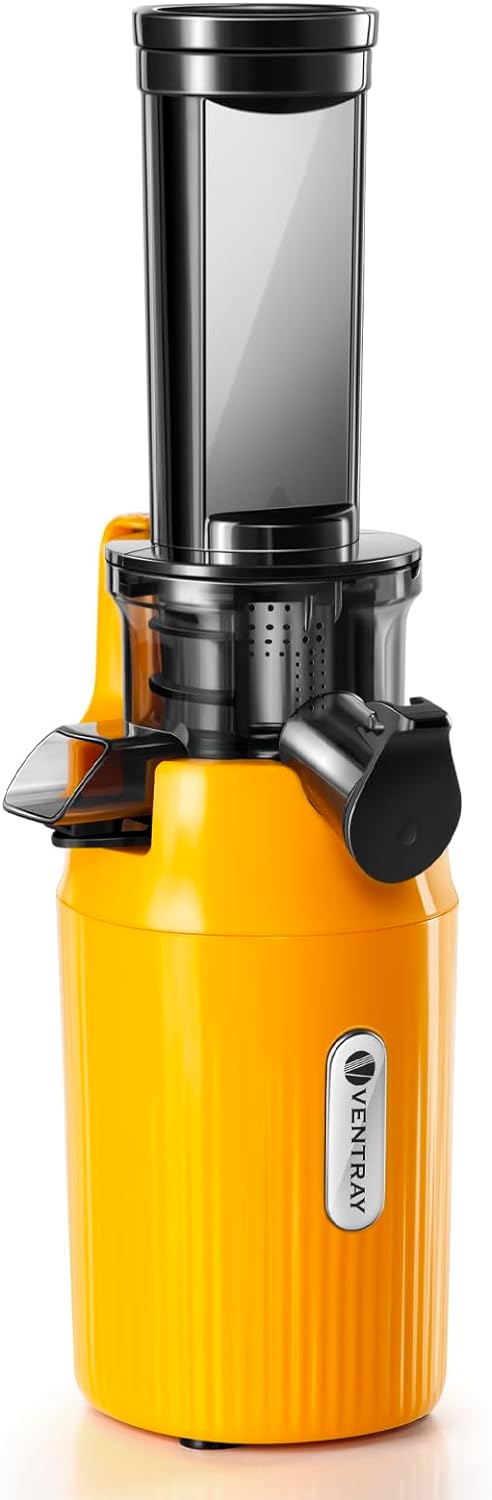 Ventray Ginnie Compact Small Cold Press Juicer, Slow Chew Juicer with 60 RPM Low Speed, Space Saving Juice Extractor, Easy to Clean, Nutrient Density