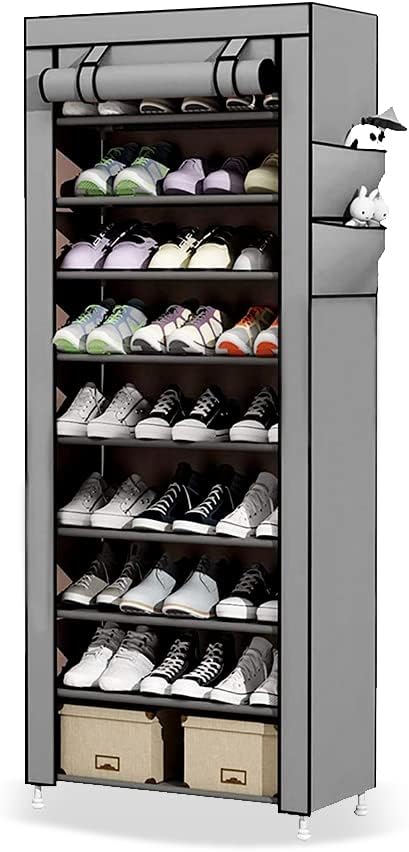 YAQOOT™ 10 Tiers Shoe Rack Storage Box for 27 Pairs, Foldable Shoe Rack, Foldable Shoes Organizer Cover, Shoe Cover Rack, Portable Shoe Storage Cabinet 158cm X 60cm X 30cm