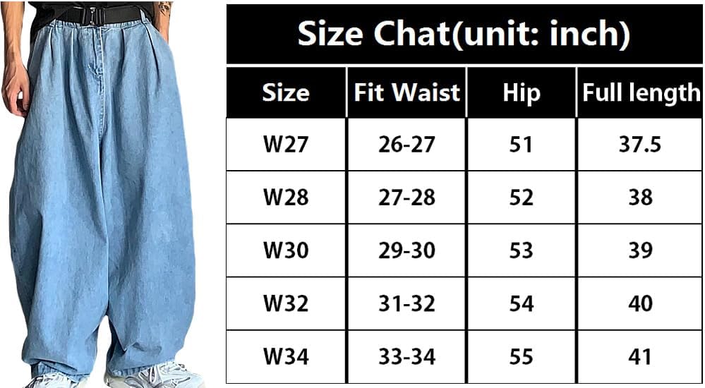 Nutirangee Men's Loose Fit Baggy Jeans Casual Streetwear Wide Leg Hip Hop Oversized Denim Pants