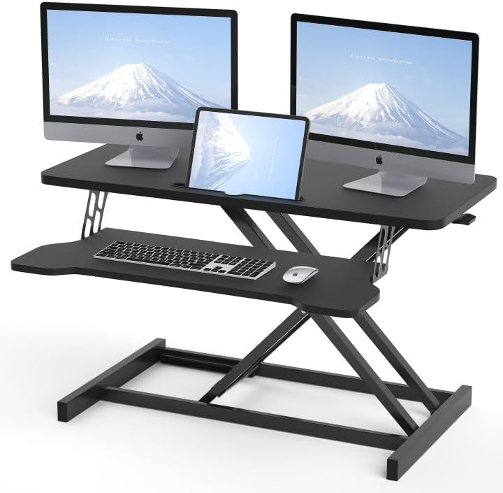 OUUTMEE Standing Desk Table Top Silent Lift Up Desk Desks and workstations Work Table Top Size 73 x 47cm Lifting Range 6-40cm Gas Pressure Lift Table Gentle Black