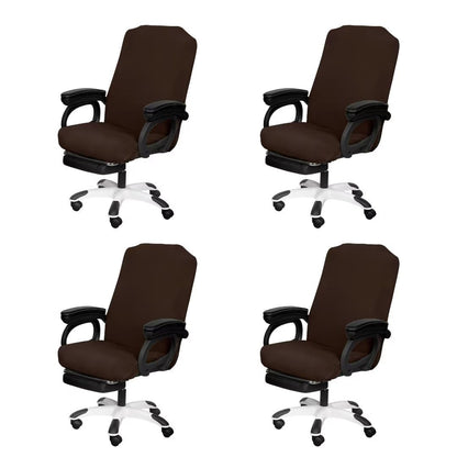 SARAFLORA Polyester Solid Stretch Washable Computer Chair Slipcovers for Universal Rotating for Boss, Office Chair (Large, Black)