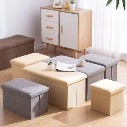 Packingoutlet Thickened Linen Storage Ottoman Bench, 76x38x38cm