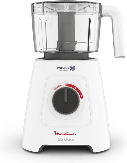 MOULINEX Blender | BlendForce XXL Jar 2.8 L Blender Smoothie Maker | Mixer | 600 W | 2 Attachments | 2.8L XXL Plastic Jar| 6 Powelix Blades | Ice Crush | 2 Speeds | 2 Years Warranty | LM458127