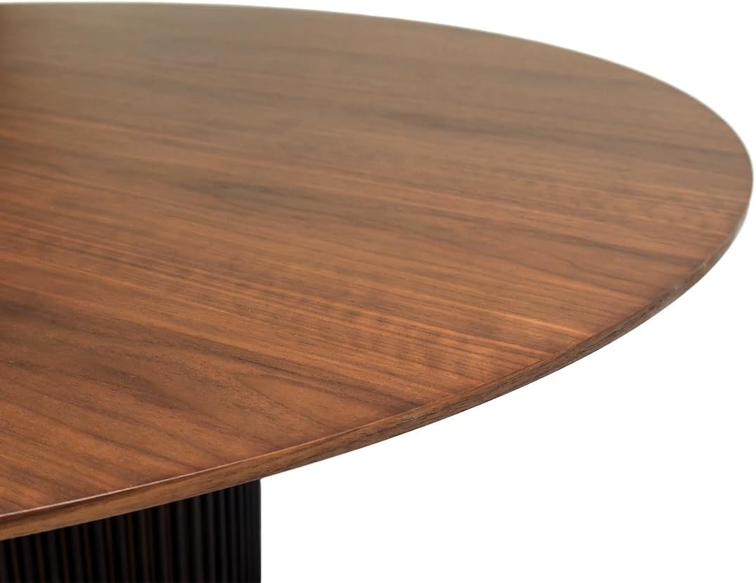 Chattels & More Lantine Dining Table Round Walnut Veneer/Brass Dia 150 Cm Walnut