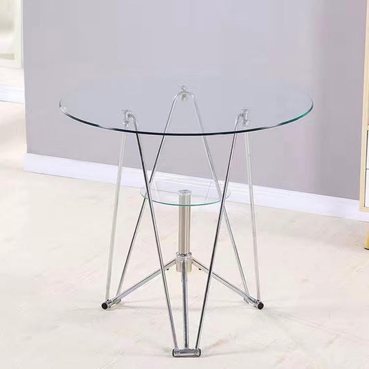 Kutis Modern Coffee Table, Nordic Style Transparent Tempered Glass Double Small Round Table, Small Dining Table Negotiation Table Small Household Dining Table 80 x 73 Centimeter.