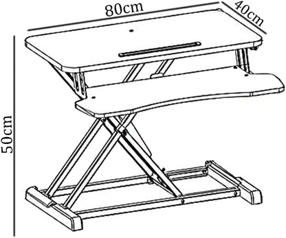 COOLBABY Standing Desk Converter-32-inch Height Adjustable,Removable Desk Workbench,Hydraulic Spring Assist,Free Adjustment Height,Sit or Stand,Black
