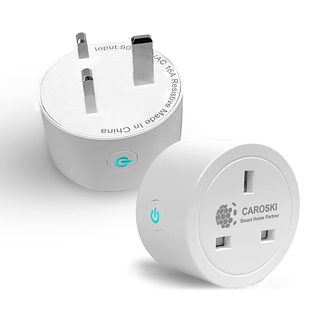 CAROSKI- Wifi Smart Plug, 16A Energy Monitoring Smart Plug Socket for Smart Home, Compatible with Alexa, Google Assistant comes with Remote and Voice control, with 1 year warranty (Pack of 2)