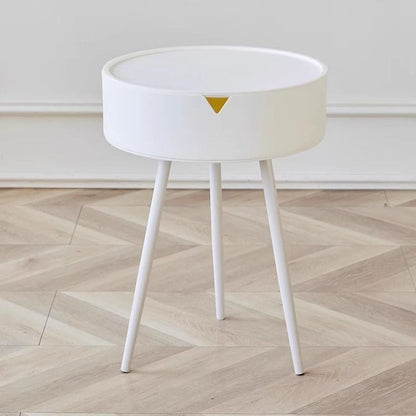 Kutis Modern Compact and Stylish Round Side Table with Triangle Metal Legs and Built-in Storage Shelf – Perfect Coffee Table for Small Spaces, Living Rooms, Bedrooms 40x54.5 cm.