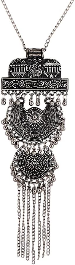 Shining Diva Fashion Latest Stylish Traditional Oxidised Silver Necklace Jewellery Set for Women (13174s), One Size