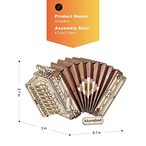 Rolife 3D Wooden Puzzles Model Kit for Adults and Teens to Build Musical Instrument Serie (Accordion)