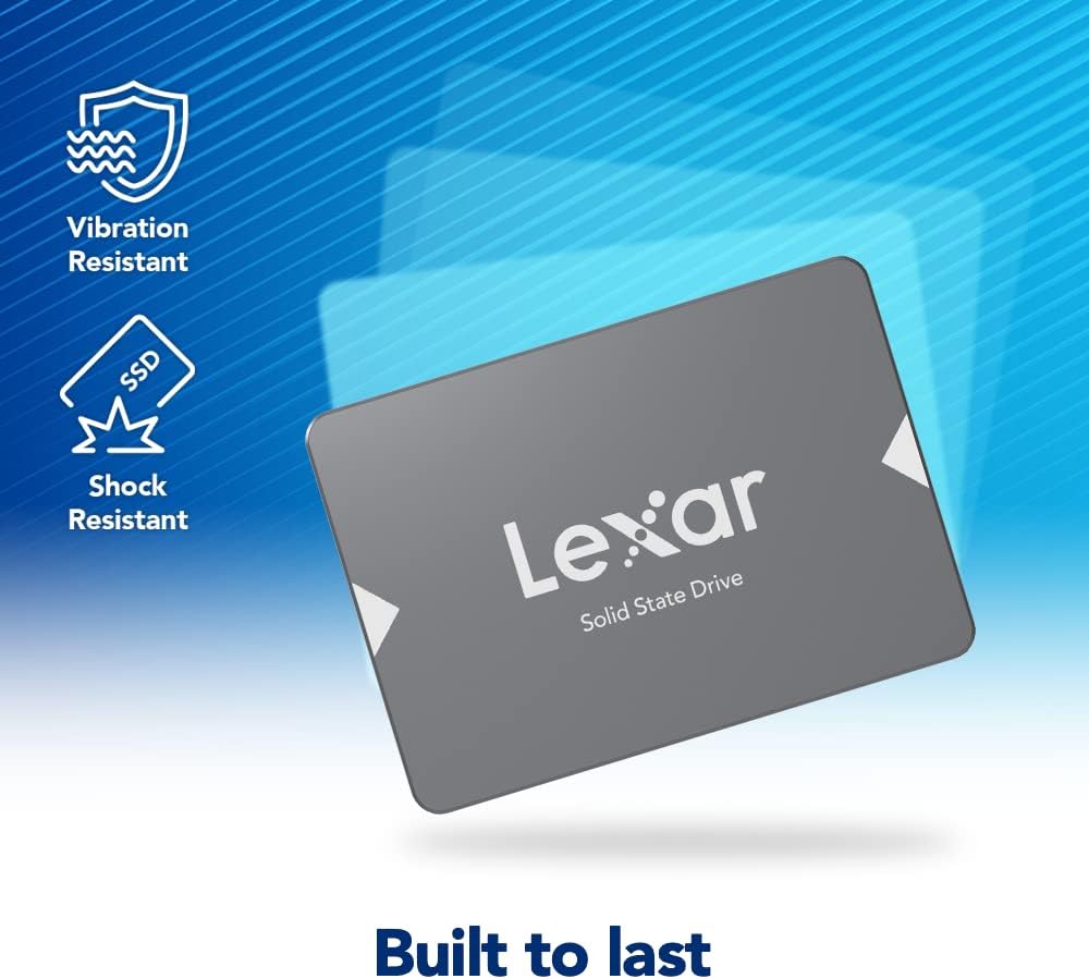 Lexar NS100 512GB 2.5” (SATA 6Gb/s SSD,) Solid State Drive, Up to 550MB/s Read (LNS100-512RB)- Black