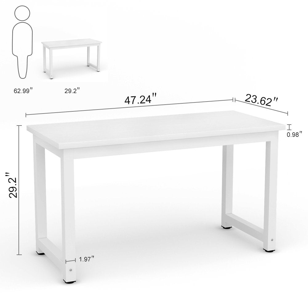 Tribesigns Computer Desk, Large Office Desk Computer Table Study Writing Desk for Home Office, Walnut + Black Leg, 63 X 23.6 inch