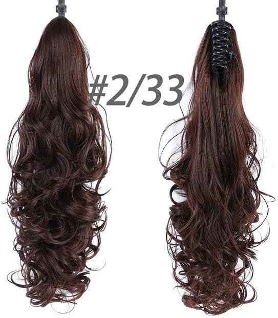 Synthetic Long Straight Claw Ponytail Wigs Clip In AH Tail Hair Ponytail (CURLY, 1B)