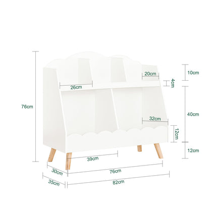 SoBuy (UAE STOCK) KMB100-W, Children Kids Bookcase Book Shelf Storage Display Rack Organizer Holder With Wood Leg (KMB100-W, 61X35X71CM)