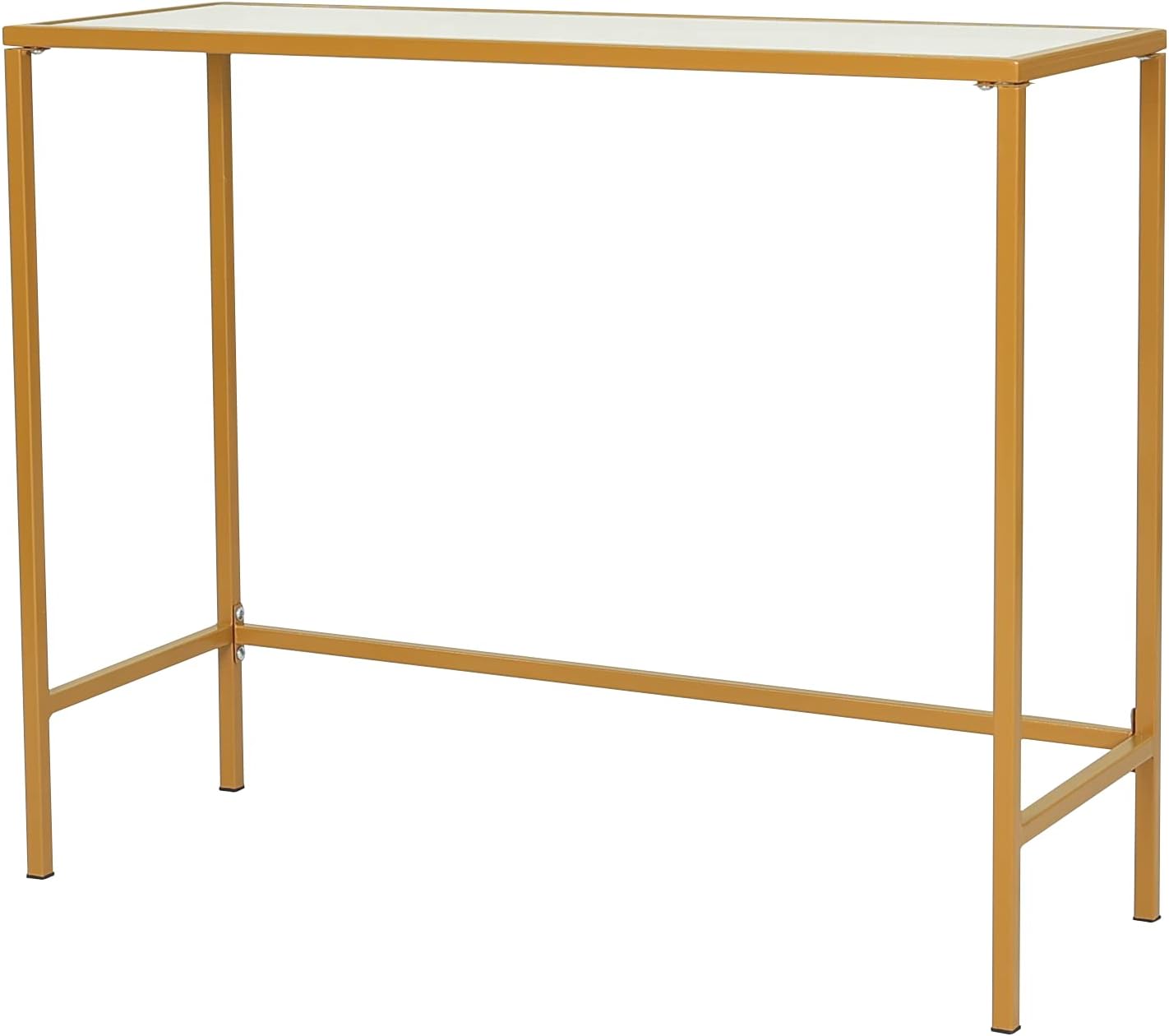 RIGID Console Table | Corner End Table with Stainless Steel Frame and Glass Top for Living Room, Office