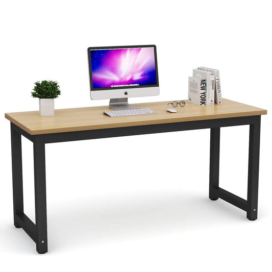 Tribesigns Computer Desk, Large Office Desk Computer Table Study Writing Desk for Home Office, Walnut + Black Leg, 63 X 23.6 inch