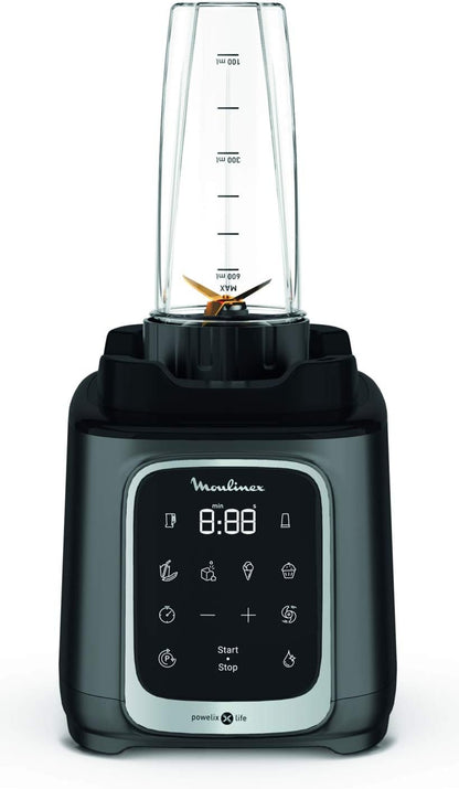 MOULINEX Blender | BlendForce XXL Jar 2.8 L Blender Smoothie Maker | Mixer | 600 W | 2 Attachments | 2.8L XXL Plastic Jar| 6 Powelix Blades | Ice Crush | 2 Speeds | 2 Years Warranty | LM458127