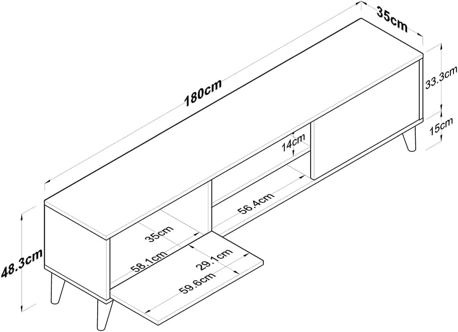 Home Canvas Tv Unit Modern Free Standing Tv Stand 180 cm - Oak