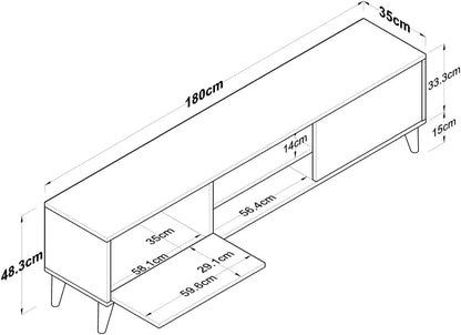 Home Canvas Tv Unit Modern Free Standing Tv Stand 180 cm - Oak