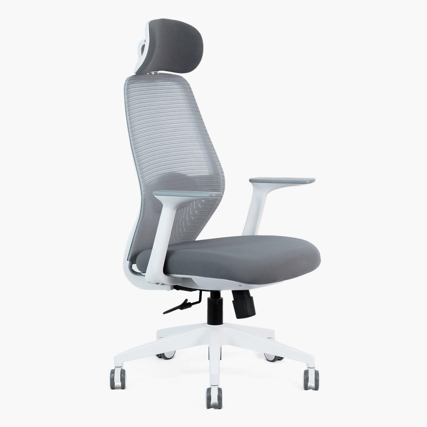 BOSQ Ergonomic Office Chair, Mesh Back, Adjustable Headrest, Grey