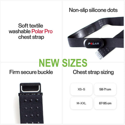 Polar H10 Heart Rate Monitor – ANT+, Bluetooth - Waterproof HR Sensor with Chest Strap - Built-in memory, Software updates - Works with Fitness apps, Cycling computers, Black, M-XXL