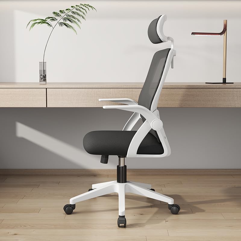 Peng General Ergonomic Office Chair, Home Mesh Office Desk Chairs with Wheels, Computer Task Chair for Adults, 300 lb Capacity, Office Chair for Study and Work (White/Black)