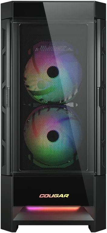 COUGAR DUOFACE RGB MID-TOWER GAMING PC CASE, 2 X 140MM ARGB FANS, 1 X 120MM ARGB FAN, UNBEATABLE COOLING PERFORMANCE, TEMPERED GLASS - BLACK