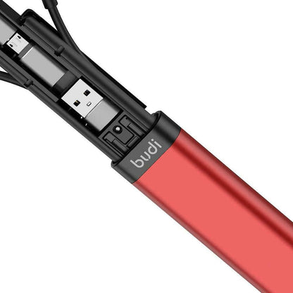 fonefunshop Budi 9-in-1 Essential Travel Charging & Data Sync Cable Stick - Red