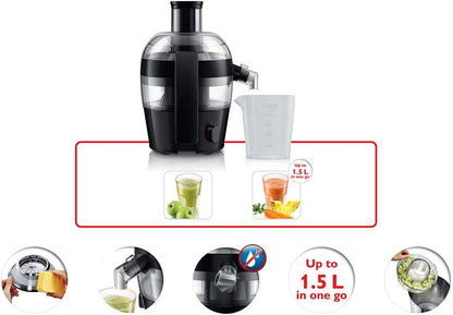 Philips HR1832/01 Viva Collection Compact Juicer, 1.5 Litre, 500 Watt - Black