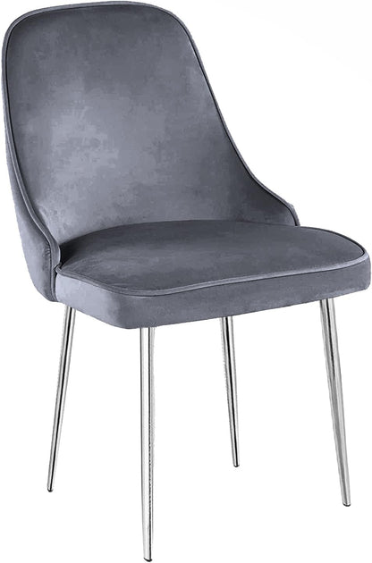 Dining Room Chairs Living Room Silver Legs Chair Velvet Fabric Chair For Office Visitor and Hotel Restaurant - Light Grey (Light Grey)