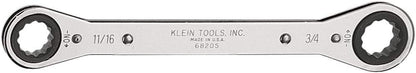 Klein Tools 68206 Ratcheting Box Wrench 13/16-Inch x 7/8-Inch with Reverse Racheting and Chrome Plated Finish