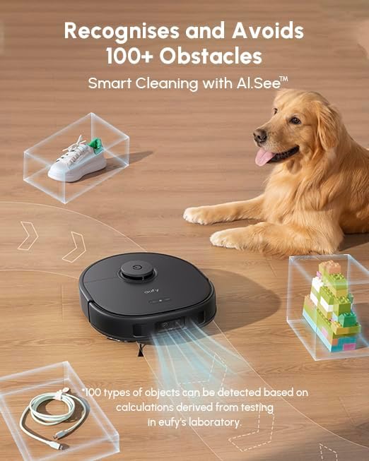 eufy X10 Pro Omni Robot Vacuum and Mop with 8,000 Pa Suction, Dual Mops with 12 mm Auto-Lift and Carpet Detection, AI Obstacle Avoidance, Auto Mop Washing, Self-Drying, Self-Emptying, Self-Refilling