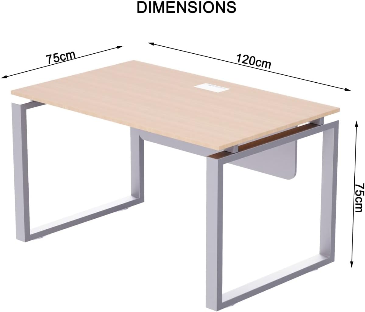 Mahmayi Carre Modern Workstation- Office Furniture with Steel Square Metal Legs, Silver Modesty Panel, Wood 3 Drawer Mobile Storage Unit, Tempered Glass Top for Office Executives, Home (140CM, White)