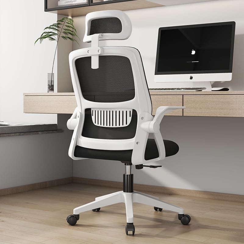 Peng General Ergonomic Office Chair, Home Mesh Office Desk Chairs with Wheels, Computer Task Chair for Adults, 300 lb Capacity, Office Chair for Study and Work (White/Black)