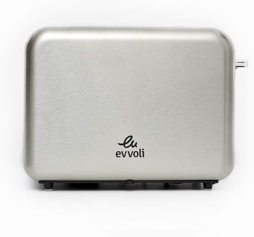 evvoli 2 Slice Toaster With 6 settings Stainless steel Removable Crumb Tray EVKA-TO7HS, Silver