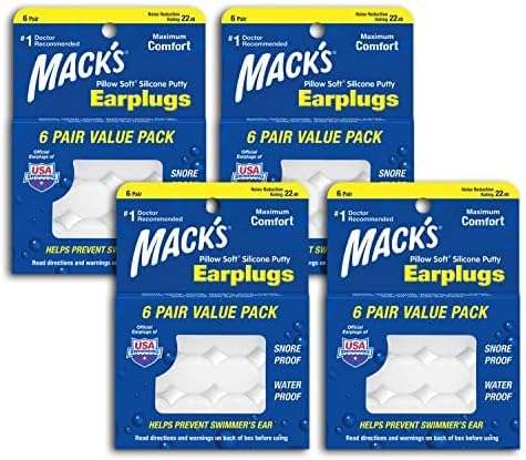 Mack's Pillow Soft Silicone Earplugs 6 Pairs,12 Count (Pack of 1)