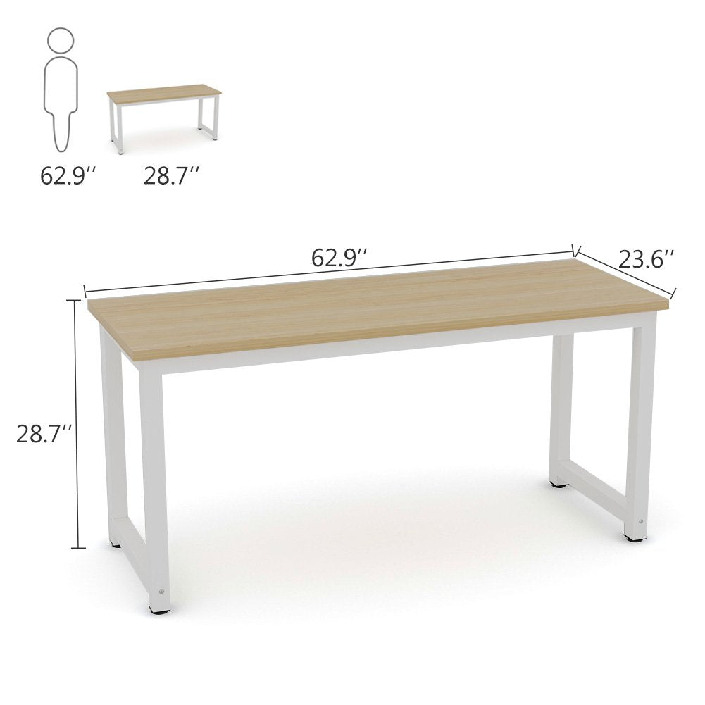 Tribesigns Computer Desk, Large Office Desk Computer Table Study Writing Desk for Home Office, Walnut + Black Leg, 63 X 23.6 inch