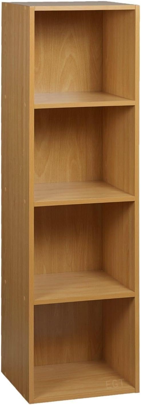 URBNLIVING Tier Wooden Bookcase Shelving Display Storage Shelf Unit Wood Shelves (White, 4 Shelf)