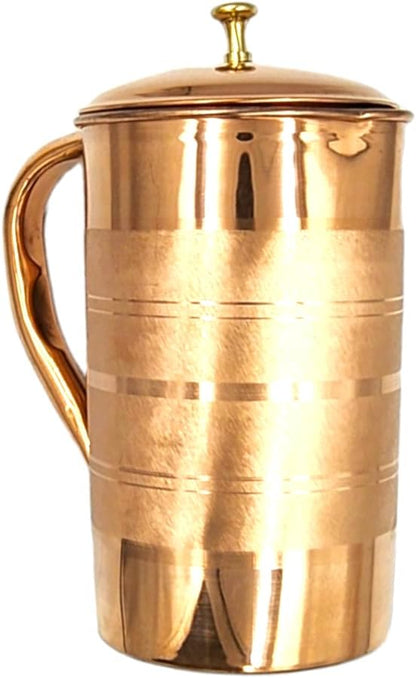 Pure Copper Jug Pitcher for Drinking Water | Copper Jug for Storage Water & Serving Ware | Ideal Drinkware With Ayurveda and Yoga Good Health Benefits (Capacity:1500 ML)