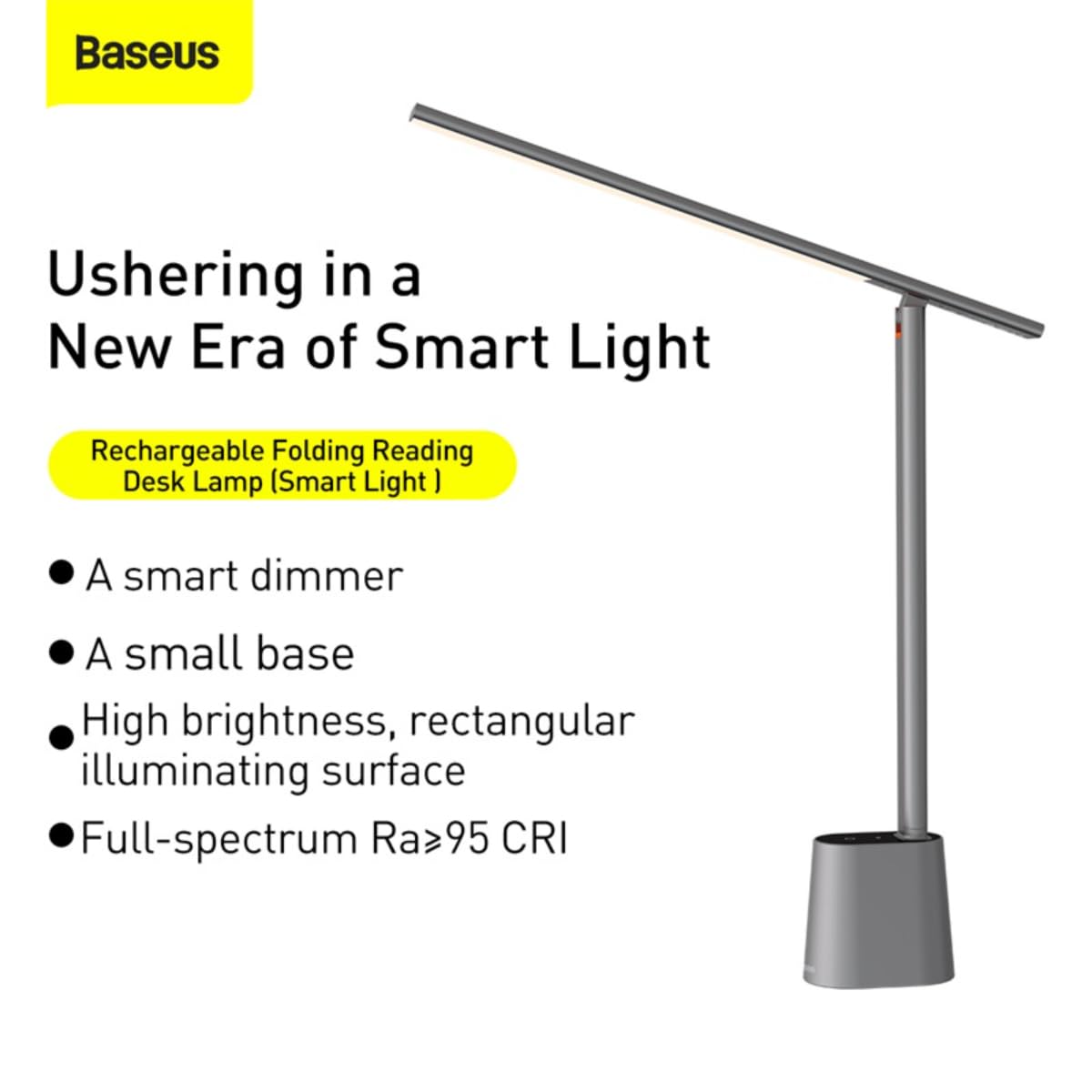 Baseus LED Desk Lamp Auto-Dimming Table Lamp Eye-Caring Smart Lamp Touch Control 47" Wide Illumination 250 Lumens 5W 3 Color Modes for Home Office, Living Room, Bedroom, Painting (Dark Grey)