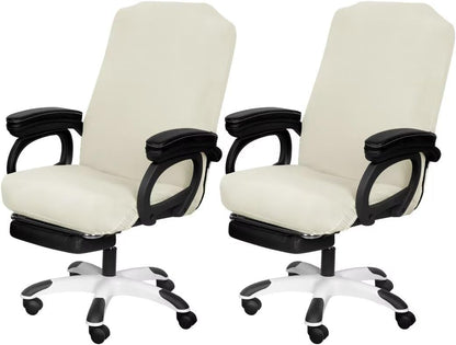 SARAFLORA Polyester Solid Stretch Washable Computer Chair Slipcovers for Universal Rotating for Boss, Office Chair (Large, Black)