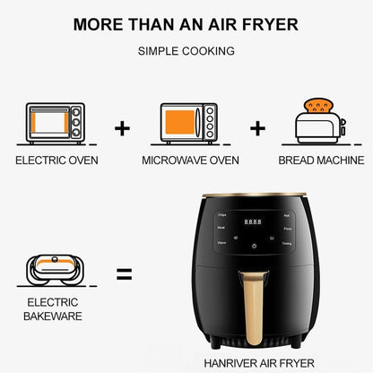 AirFryer Air Fryers 8 Pre-set Programs, Temperature & Time Control, Hot Air Circulation Intelligent touch panel，Best for Frying, Grilling, 6 Liters, 2400 Watts, 220V Black