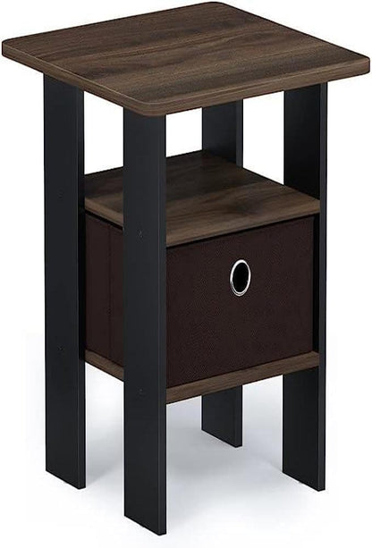 Furinno Andrey End Table/Side Table/Night Stand/Bedside Table with Bin Drawer, Dark Walnut, Andrey, 11157DWN, 1 Pack