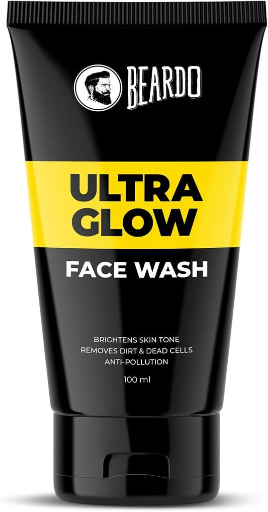 Beardo ultraglow face wash for men | brightens & balances skin tone reduces dark spots hyperpigmentation| daily use facewash oily to dry glowing and radiant (100ml)