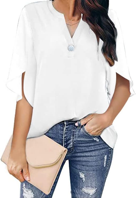 Womens Clothes Fashion Women Shirt V Neck Shirts Summer with Short Sleeve