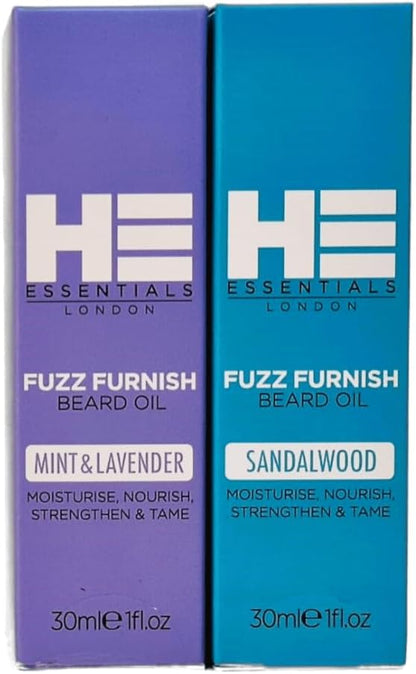 HE Essentials Fuzz Furnish Sandalwood Beard Oil | Perfect Solution for a Well-Groomed, Tamed Beard | Experience Relaxation, Rejuvenation, 30 ML (Sandalwood)