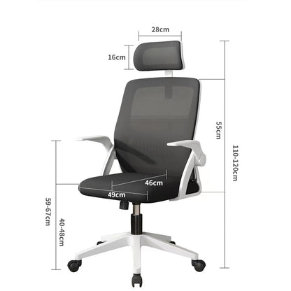 Home Office Desk Chairs Computer Chair Gaming Chair Ergonomic Home Office Desk Chair, Comfortable Mesh Back Lifting Swivel Work Chair with Lumbar Support＆ 3D Headrest Latex Seat Cushion (White B)