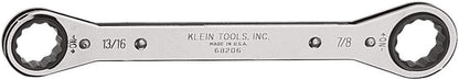 Klein Tools 68206 Ratcheting Box Wrench 13/16-Inch x 7/8-Inch with Reverse Racheting and Chrome Plated Finish