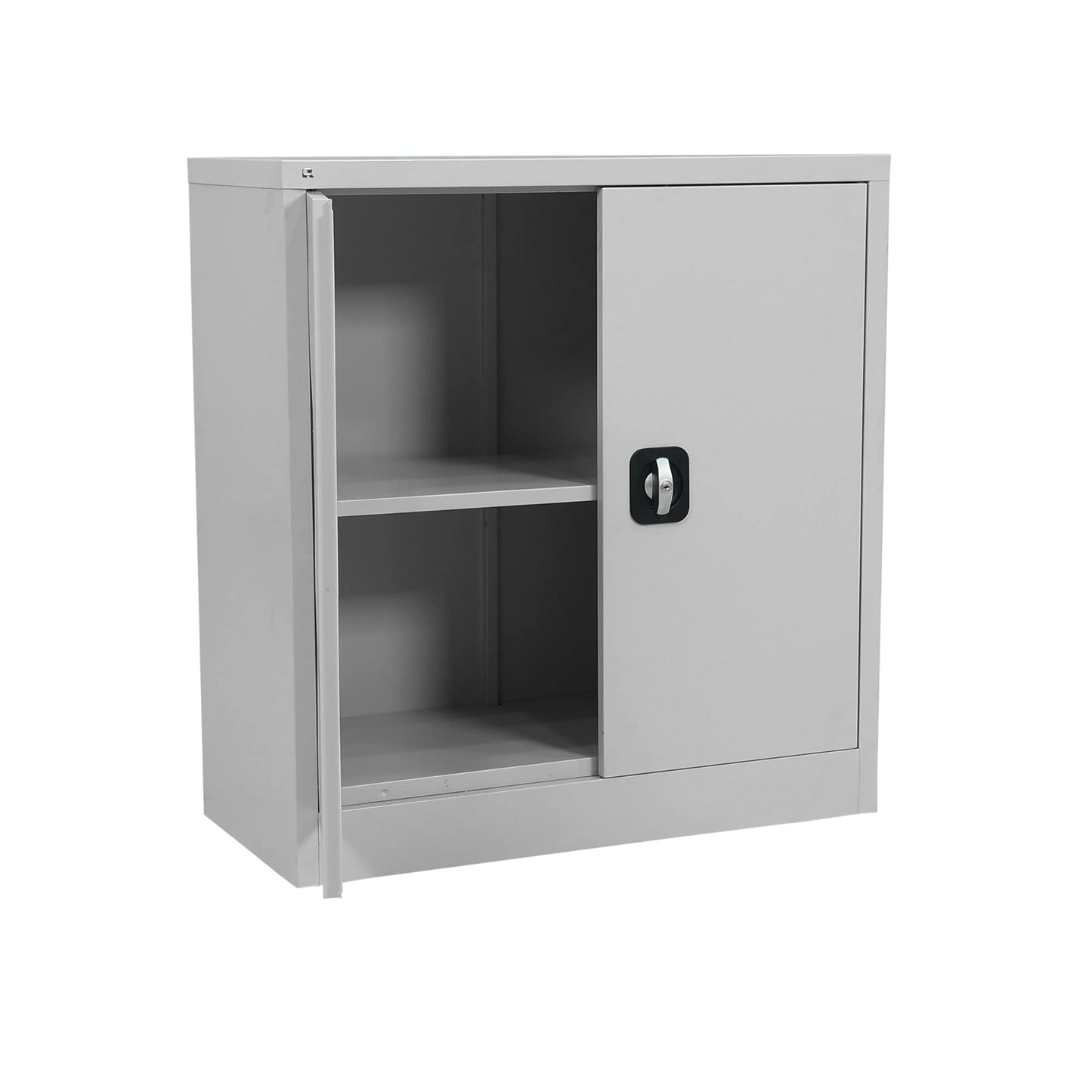 RIGID Office Cupboard Low Height, Steel Filing Cupboard, Cabinet with Shelves Storage Compartment (White)